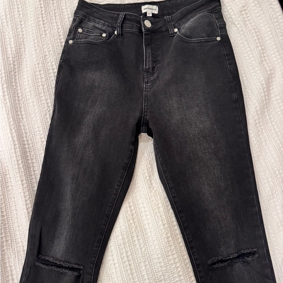 Superdown Mandy Black Denim Knee Rip Jean - 27 - Picture 2 of 7